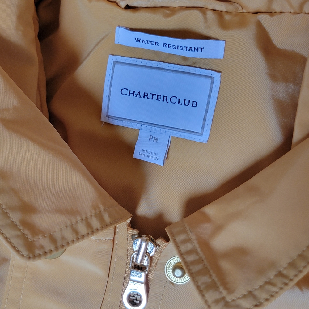 Women's Sz Petite Medium Charter Club Anorak Raincoat Yellow LIKE NEW - Picture 8 of 13